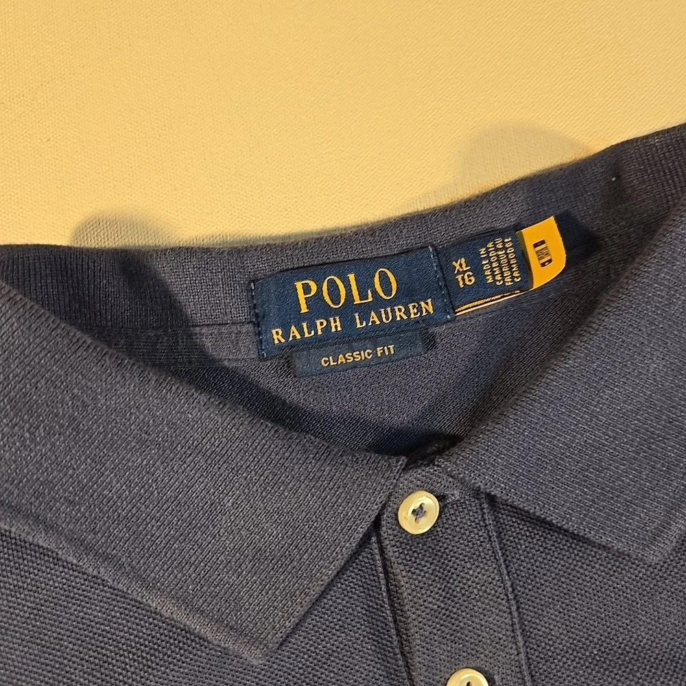 Polo Ralph Lauren Men XL Classic Fit Polo Navy Shirt Colorblock Stripe Short Slv - Picture 4 of 7